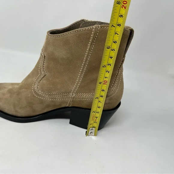 AllSaints Carlotta Western Suede Side Zip Ankle Boots Desert Sand Size 37, US 7 - Picture 12 of 13